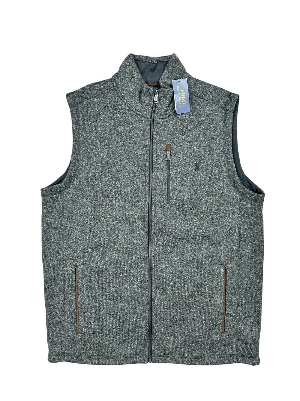 Polo Ralph Lauren Performance Fleece Mock Neck Vest Black Heather NWT — Size XLT